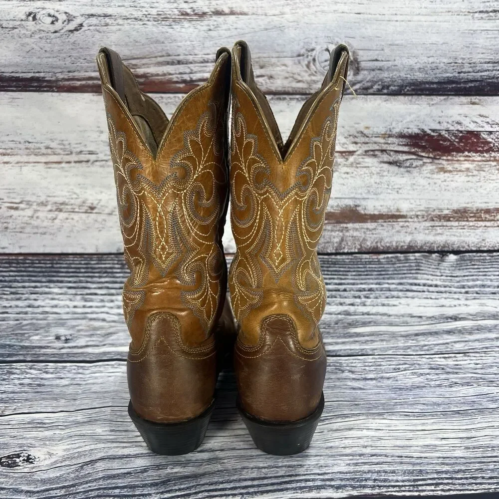 Ariat Round Up Square Toe Western Brown Leather Boots 10011893 Women’s Size 6.5
